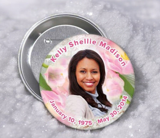 Pink Pearls Memorial Button Pin (Pack of 10) - Celebrate Prints