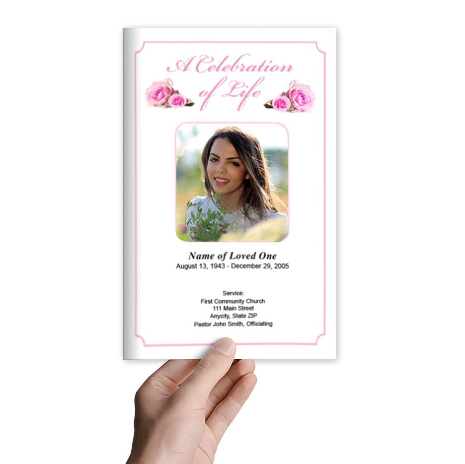 Pink Rose Funeral Program Template - The Funeral Program Site