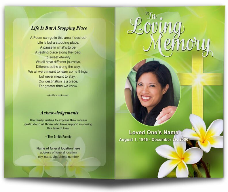 Plumeria Funeral Program Template - The Funeral Program Site