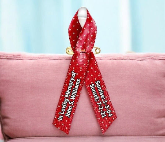 Polka Dots Awareness Ribbons Personalized - Pack of 10 - Celebrate Prints