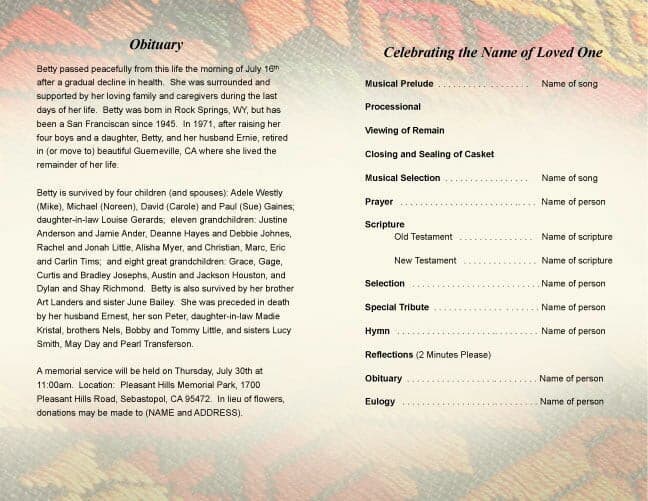 Poncho Funeral Program Template - The Funeral Program Site
