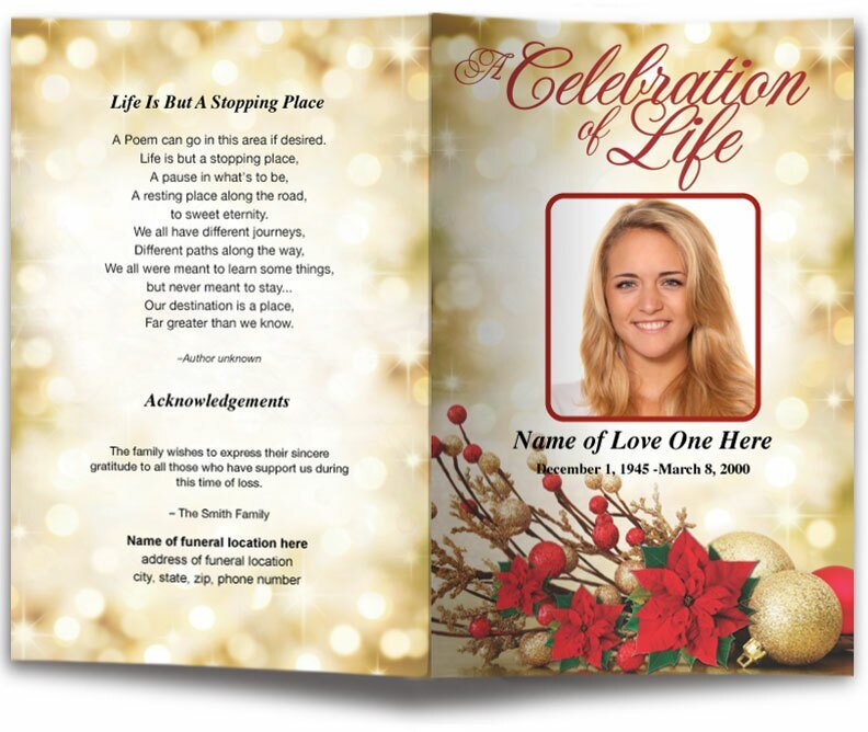 Ponsietta Funeral Program Template - The Funeral Program Site