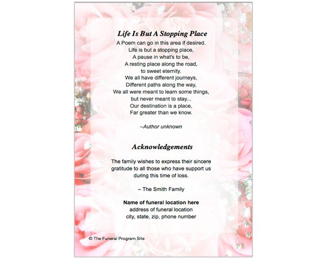 Precious Funeral Program Template - The Funeral Program Site