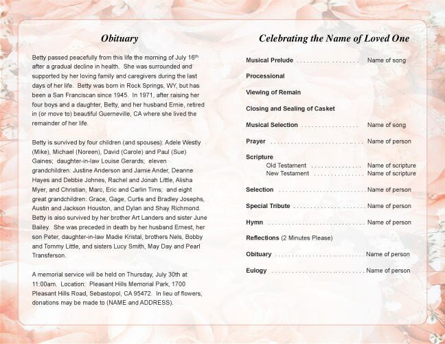 Precious Funeral Program Template - The Funeral Program Site