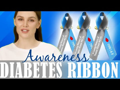 Diabetes Awareness Ribbons Personalized (Blue/Gray) Pack of 10