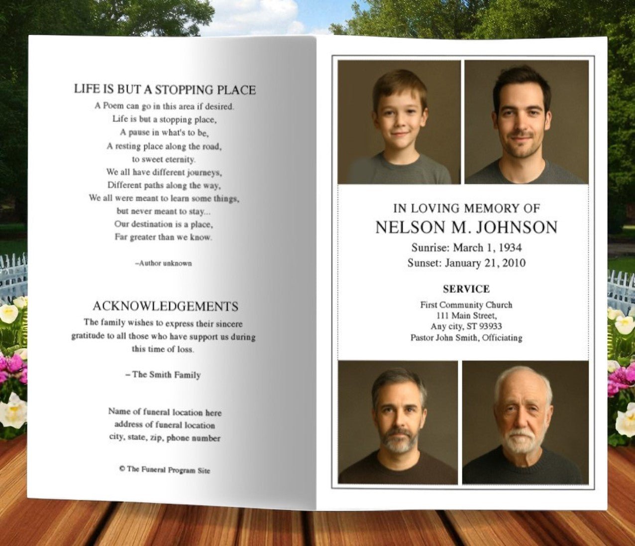 Quad Funeral Program Template - The Funeral Program Site