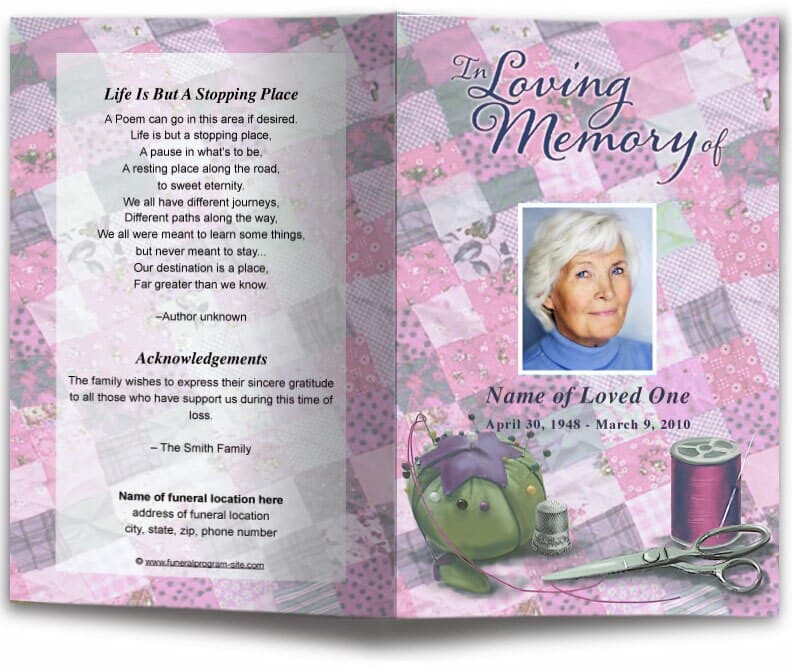 Quilt Funeral Program Template - The Funeral Program Site