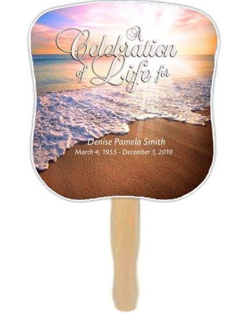 Radiance Memorial Fan With Wooden Handle (Pack Of 10) - Celebrate Prints