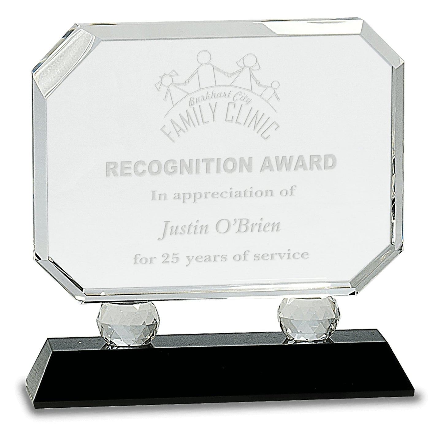 Rectangle Crystal on Black or Clear Pedestal Base - Celebrate Prints