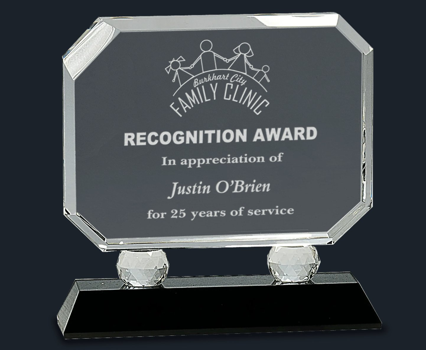 Rectangle Crystal on Black or Clear Pedestal Base - Celebrate Prints