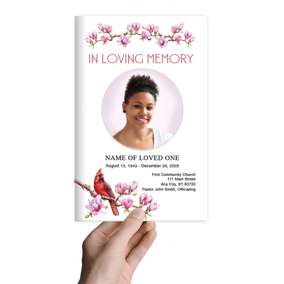Red Cardinal Funeral Program Template - The Funeral Program Site