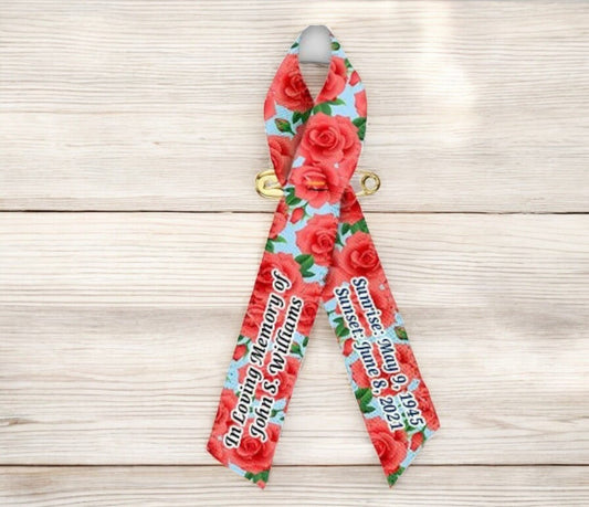 Red Roses Memorial Awareness Ribbons - Pack of 10 - Celebrate Prints