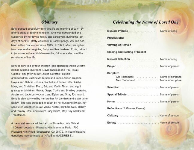 Rejoice Funeral Program Template - The Funeral Program Site