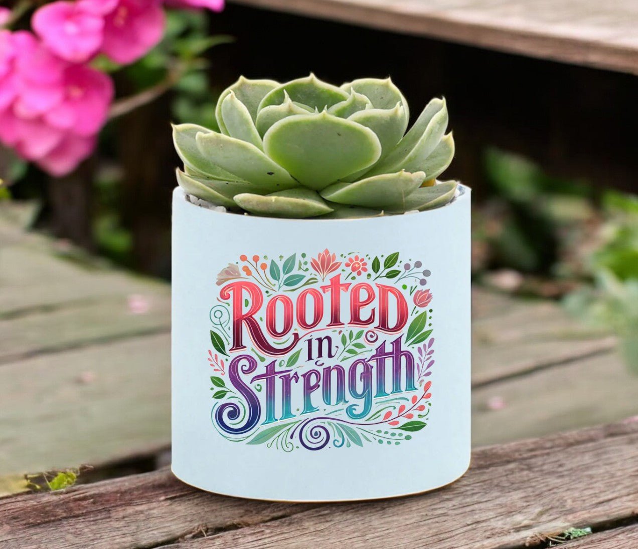 Rooted In Strength Mini Succulent Plant in Pot - Celebrate Prints
