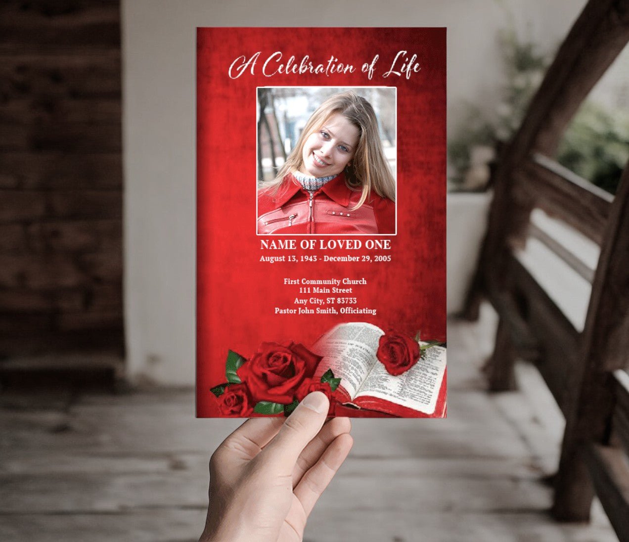 Rose Bible Funeral Program Template - The Funeral Program Site