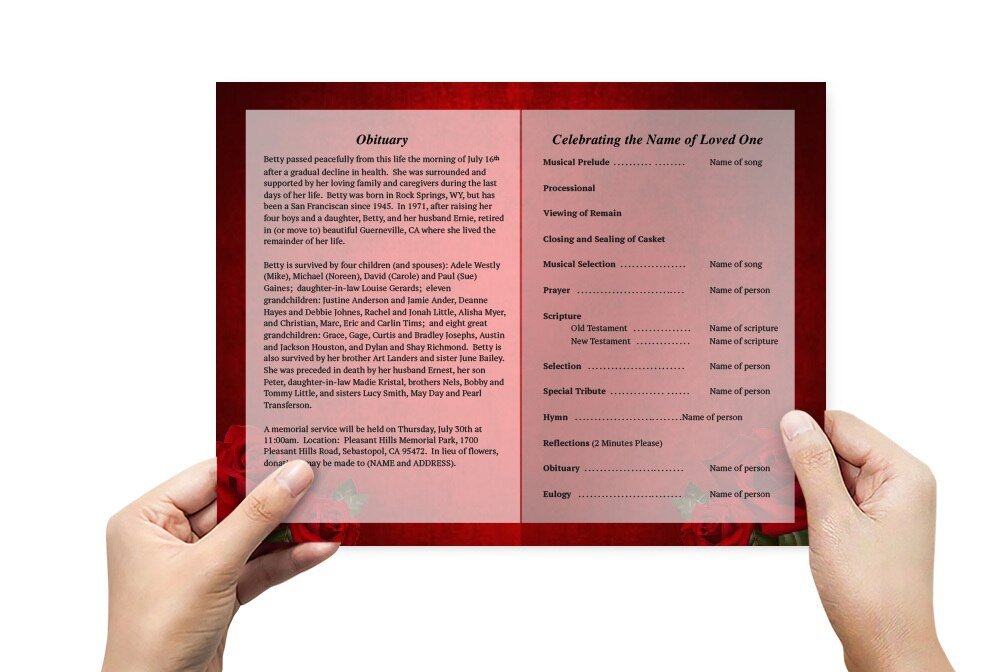 Rose Bible Funeral Program Template - The Funeral Program Site