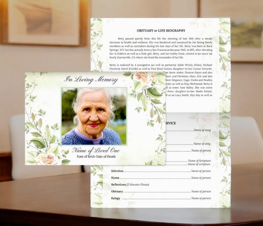 Rose Greeting Card Style Google Docs Funeral Program Template - The Funeral Program Site