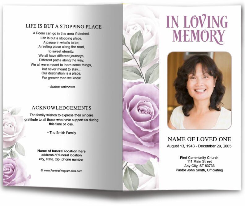 Rosette Watercolor Funeral Program Template - The Funeral Program Site