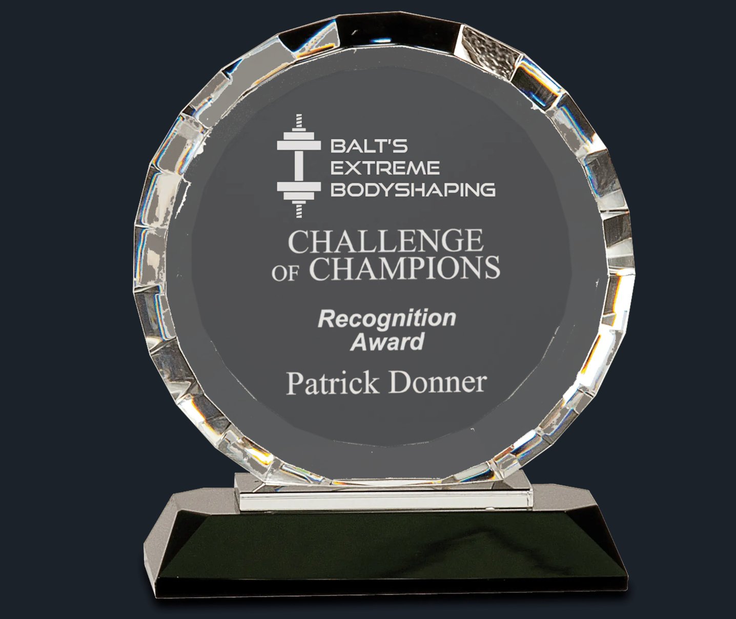 Round Facet Crystal on Black Pedestal Base - Celebrate Prints