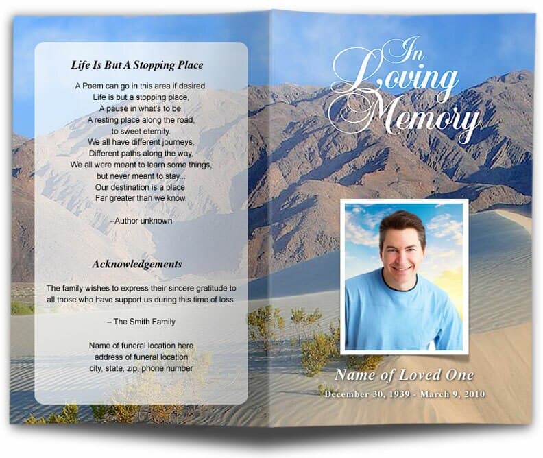 Sandy Funeral Program Template - The Funeral Program Site