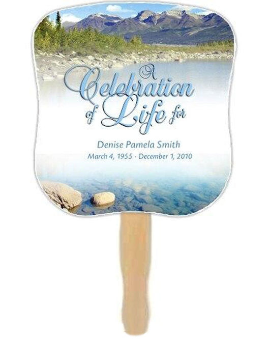 Sierra Memorial Fan With Wooden Handle (Pack Of 10) - Celebrate Prints