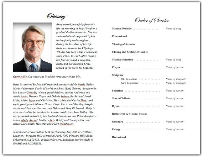 Signature Monogram Frame Program Template - The Funeral Program Site
