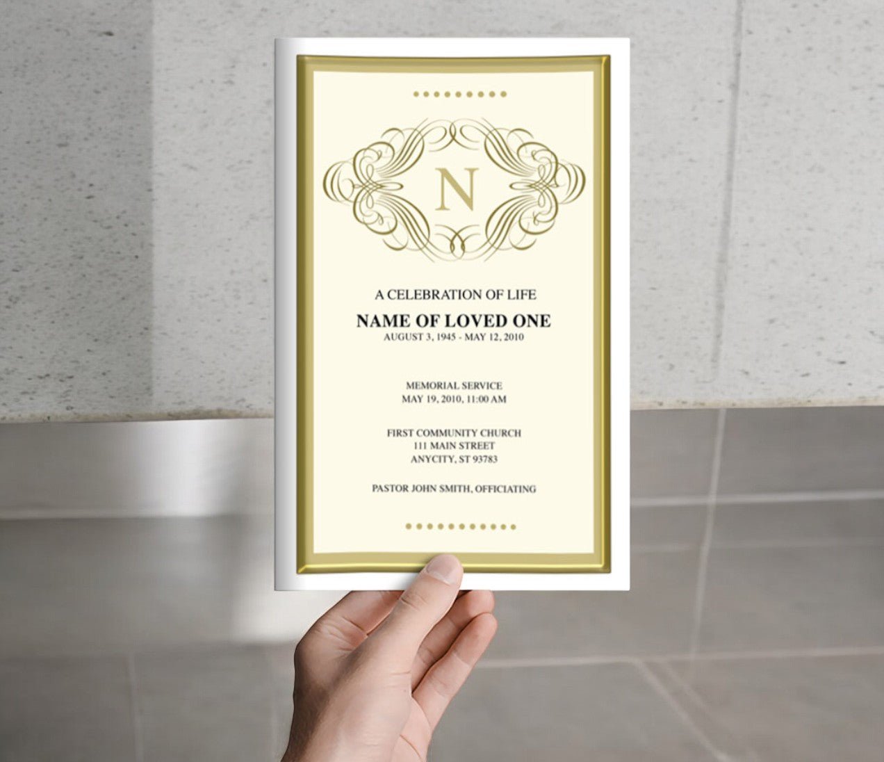 Signature Monogram Frame Program Template - The Funeral Program Site