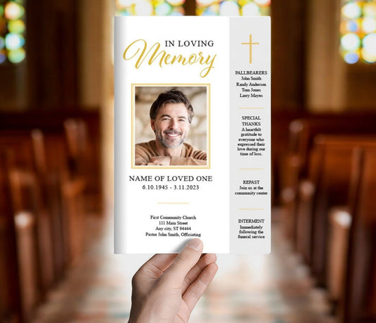 Silver Gold Funeral Program Template - The Funeral Program Site