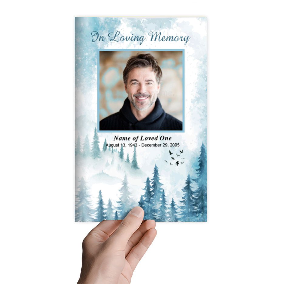 Snowy Mountain Funeral Program Template - The Funeral Program Site