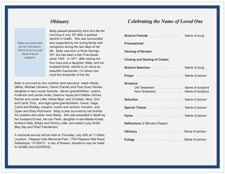 Solitude Funeral Program Template - The Funeral Program Site