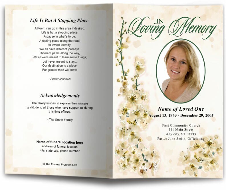 Spring Funeral Program Template - The Funeral Program Site