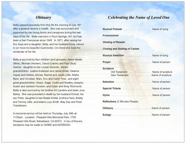 Stairway Funeral Program Template - The Funeral Program Site