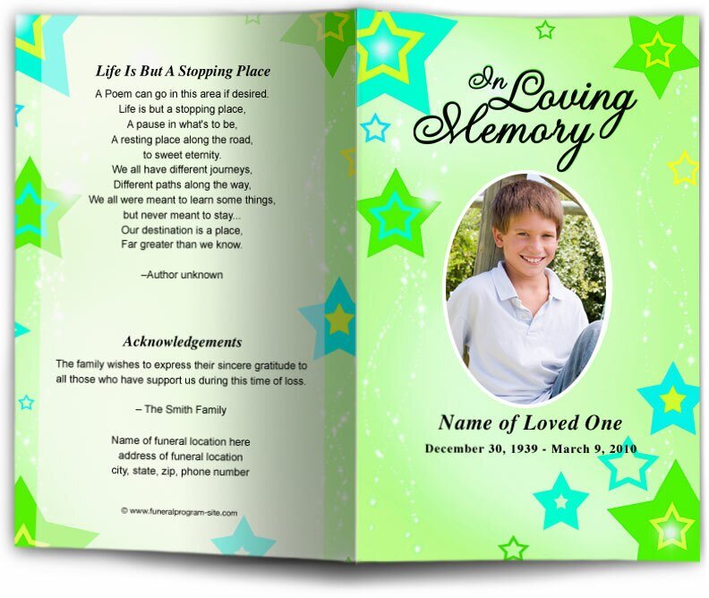 Starry Funeral Program Template - The Funeral Program Site