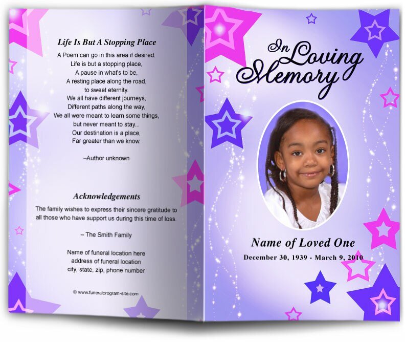 Starry Funeral Program Template - The Funeral Program Site