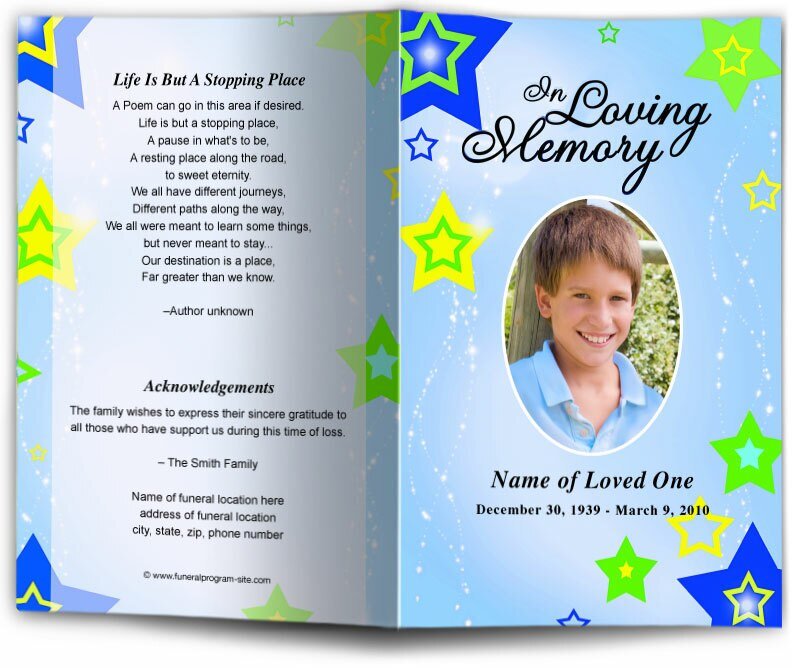 Starry Funeral Program Template - The Funeral Program Site