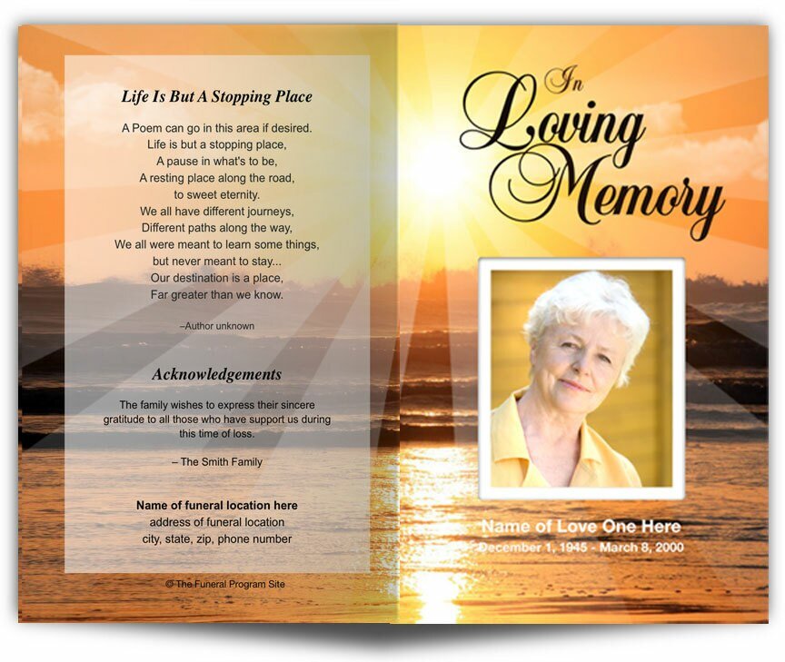 Sunrise Funeral Program Template - The Funeral Program Site
