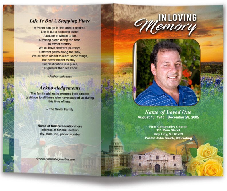 Texas Funeral Program Template - The Funeral Program Site