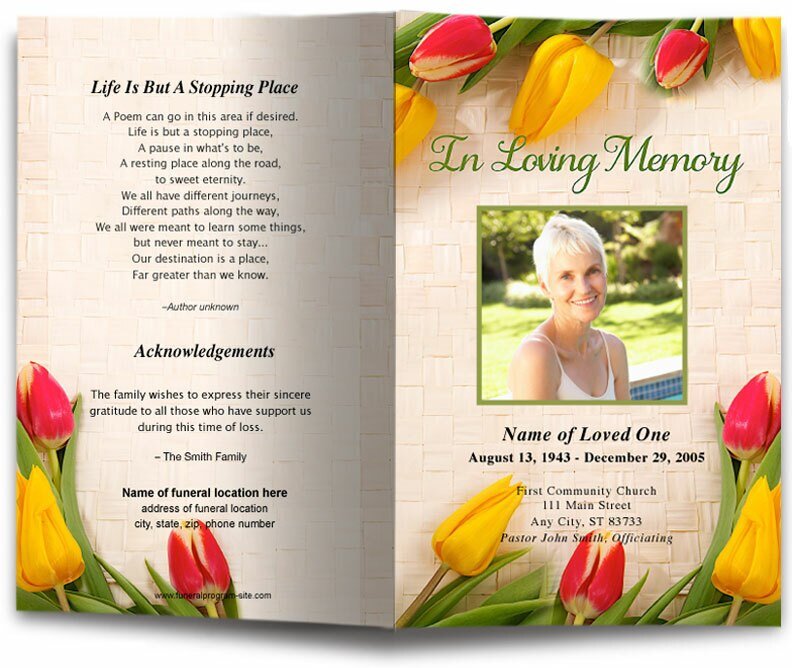 Tulips Funeral Program Template - The Funeral Program Site