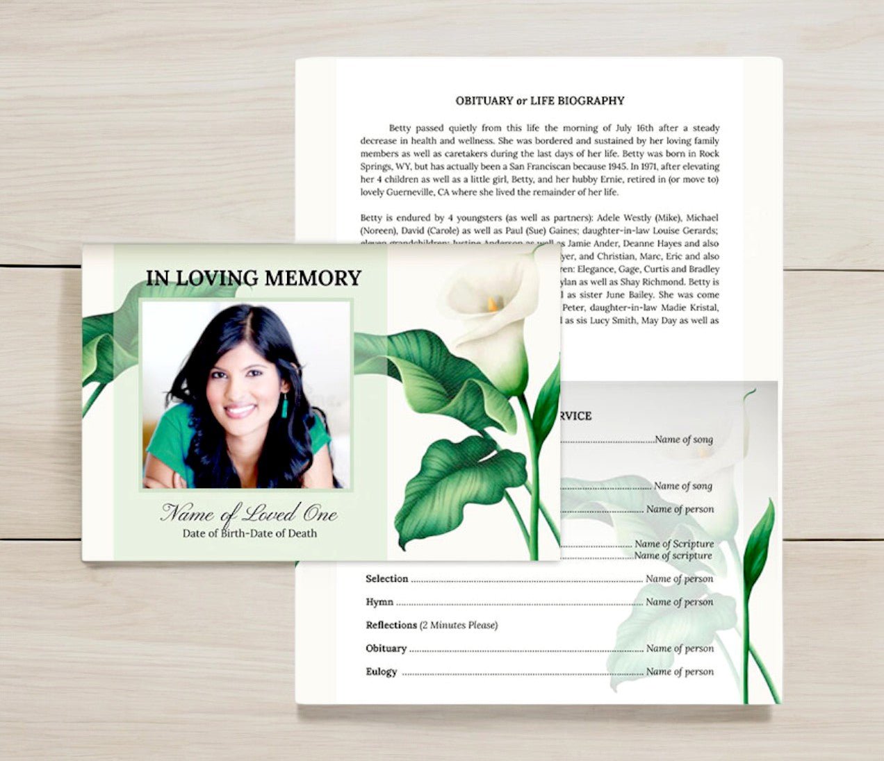 Valley Lily Greeting Card Style Google Docs Funeral Program Template - The Funeral Program Site