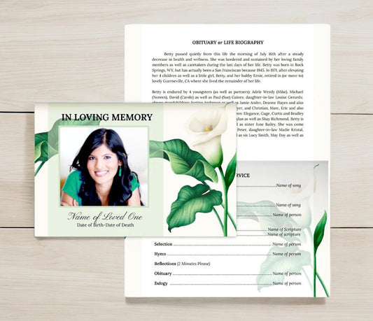 Valley Lily Greeting Card Style Google Docs Funeral Program Template - The Funeral Program Site