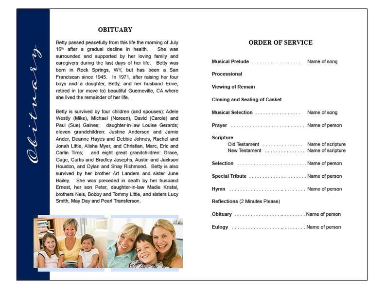 Vertical Funeral Program Template - The Funeral Program Site
