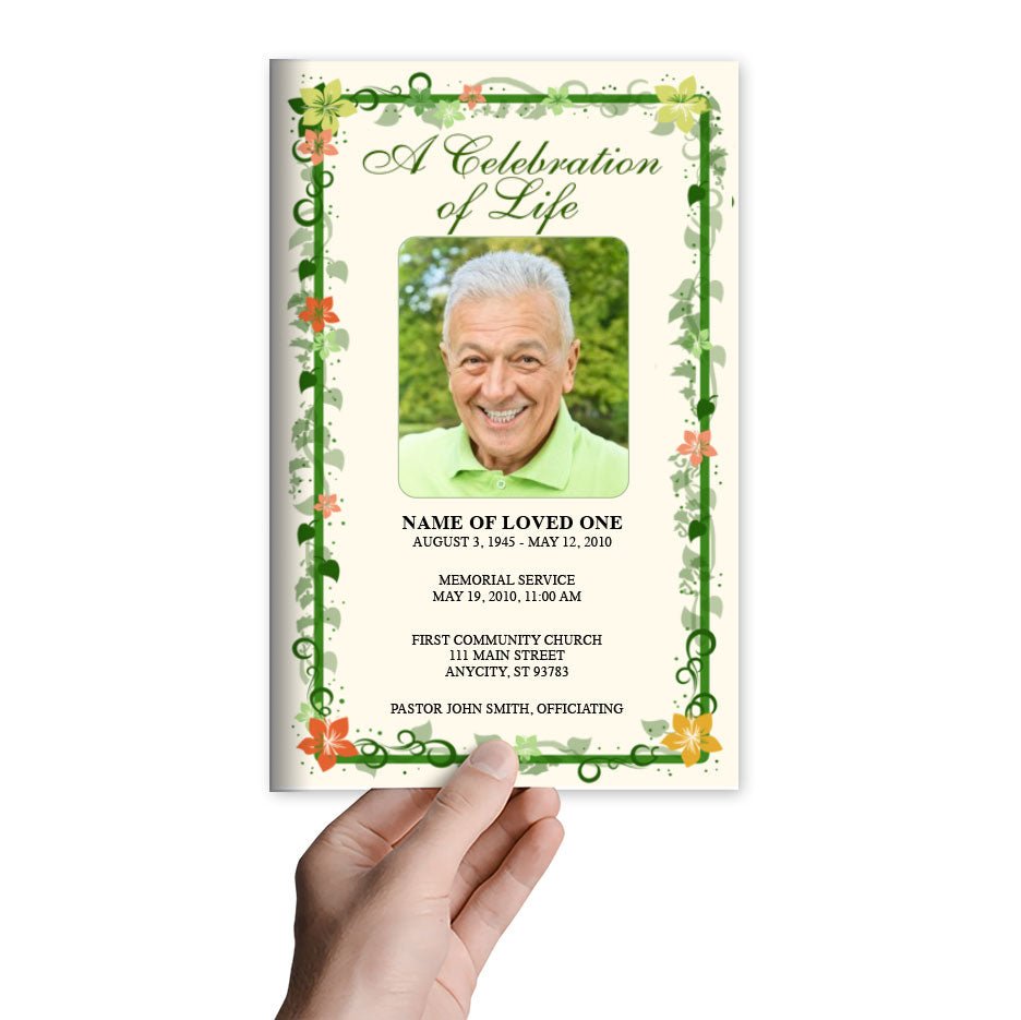 Vines Funeral Program Template - The Funeral Program Site