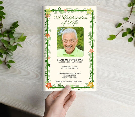Vines Funeral Program Template - The Funeral Program Site