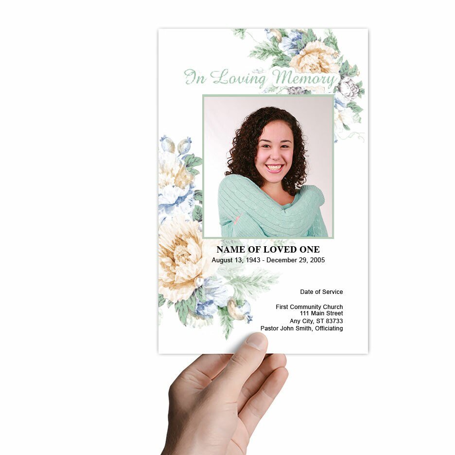 White Blossoms Watercolor Funeral Program Template - The Funeral Program Site