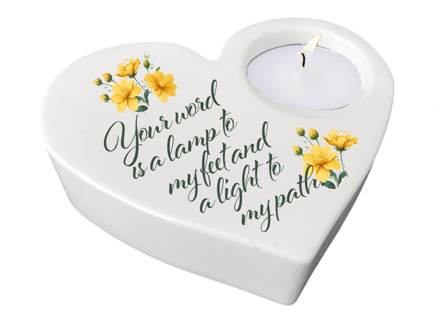Your Word Bible Verse Heart Tea Light Candle Holder - Celebrate Prints