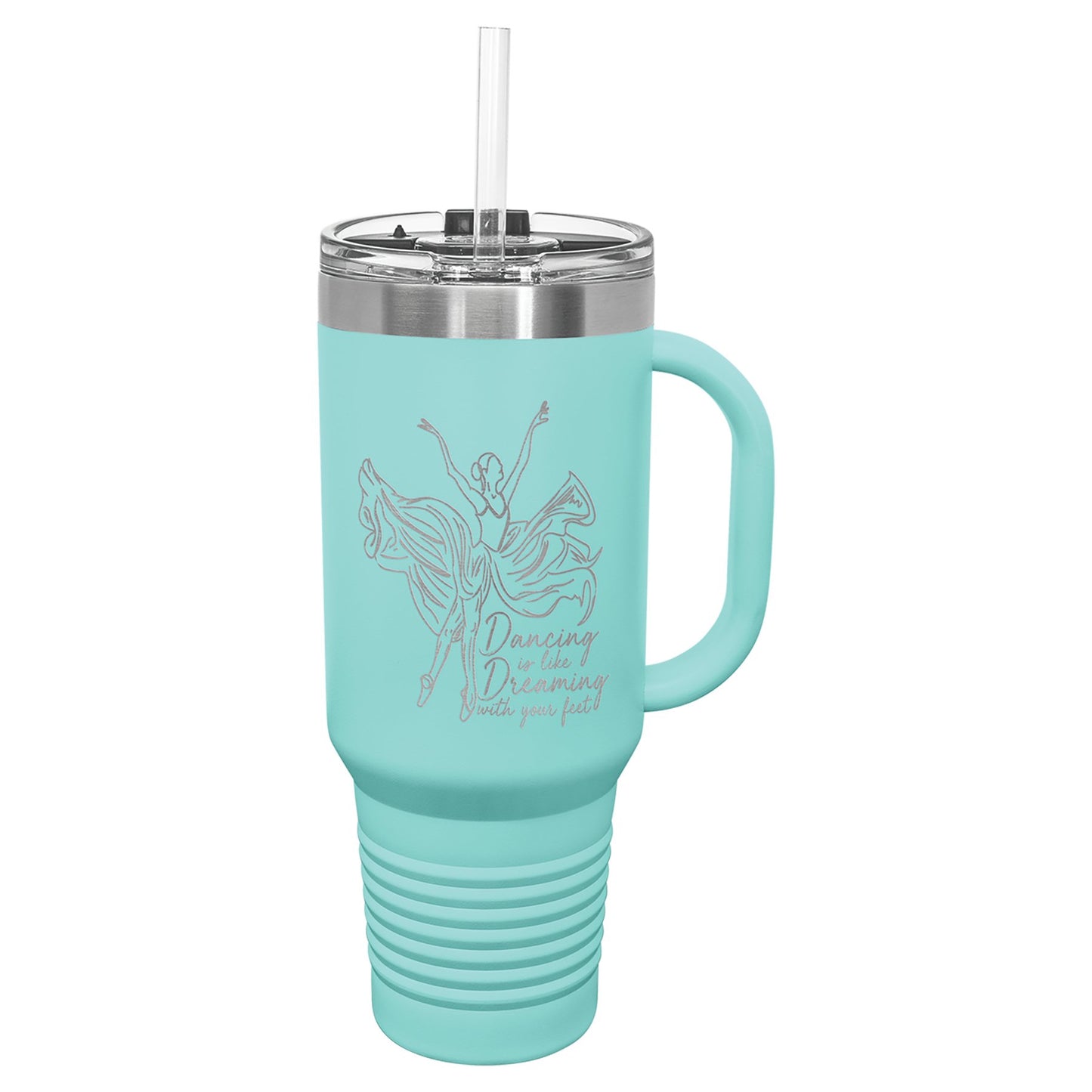 40 oz. Travel Tumbler Mug with Handle, Straw Included - Celebrate Prints
