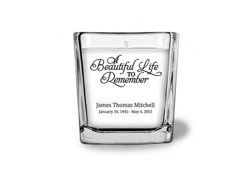 A Beautiful Life Memorial Glass Cube Candle Holder front