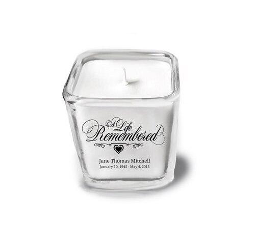 A Life Remembered Memorial Glass Cube Candle Holder top view