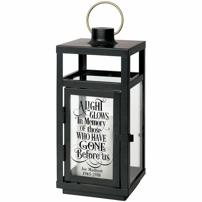 A Light Glows In Memory Black Lantern With LED Candle - Celebrate Prints