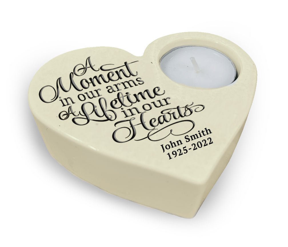 A Moment Stone Heart Memorial Tea Light Candle Holder - Celebrate Prints